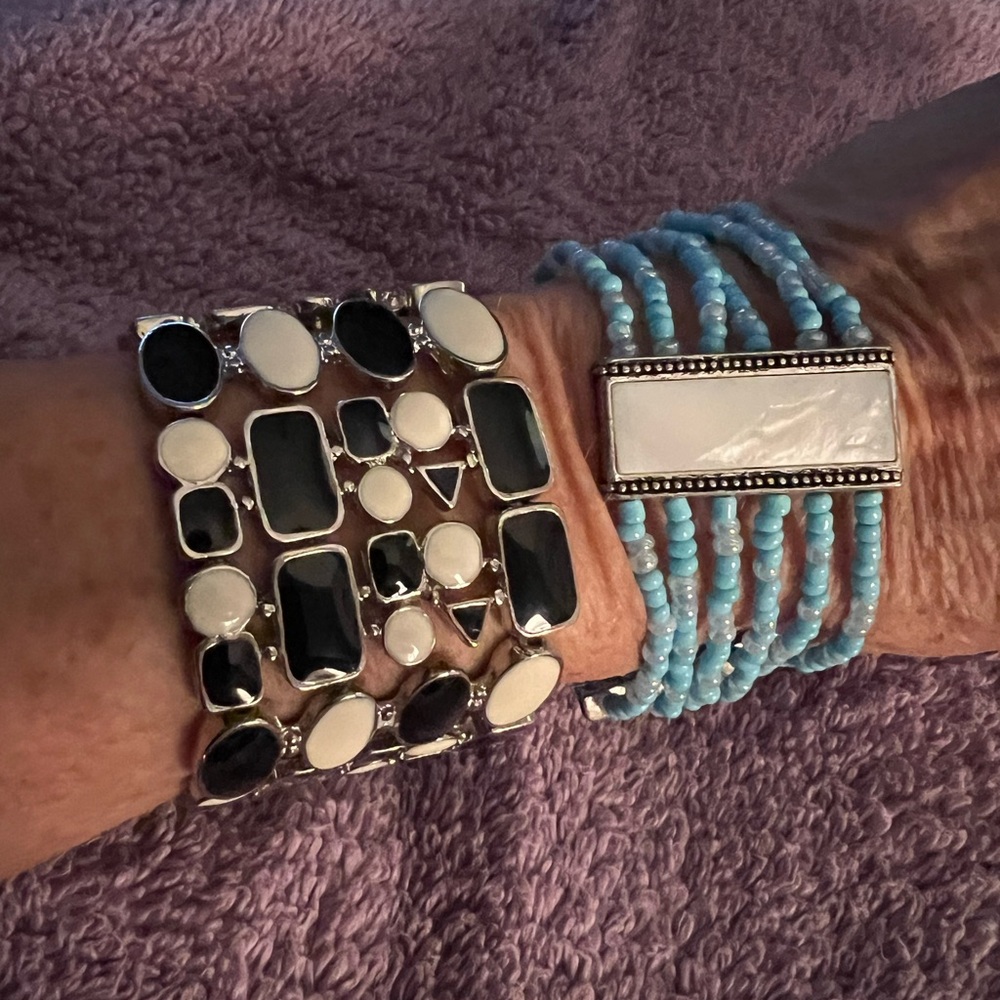 Black&White And Blue&White Stretch Bracelets